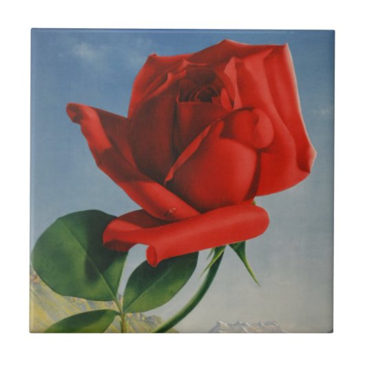 ヴィンテージモントリオックスレッドローズスイスジュネーブレイク タイル (正面)