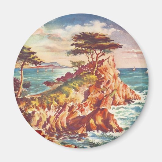 ヴィンテージモントレーコーストラインカリフォルニアツーリズムUSA マグネット (正面)