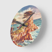 ヴィンテージモントレーコーストラインカリフォルニアツーリズムUSA ラウンド壁時計 (傾斜)