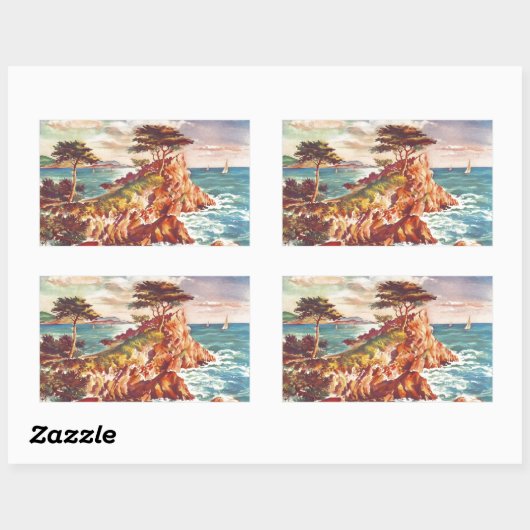 ヴィンテージモントレーコーストラインカリフォルニアツーリズムUSA 長方形シール (シート)