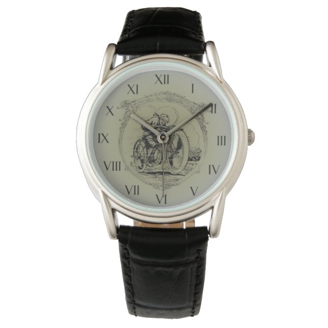 ヴィンテージモーターサイクルウォッチデザイン 腕時計 (正面)