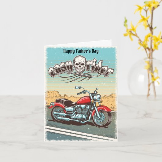 ヴィンテージモーターサイクルファーザーズデイ カード (黄色い花)