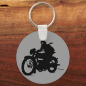 ヴィンテージモーターサイクルマンシルエットクラシックキーチェーン キーホルダー (正面)