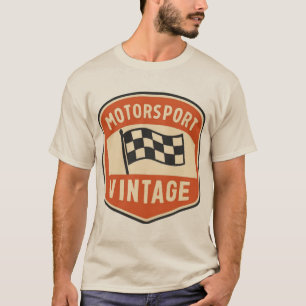 ヴィンテージモータースポーツバッジ チェッカーフラグ クラシック Tシャツ