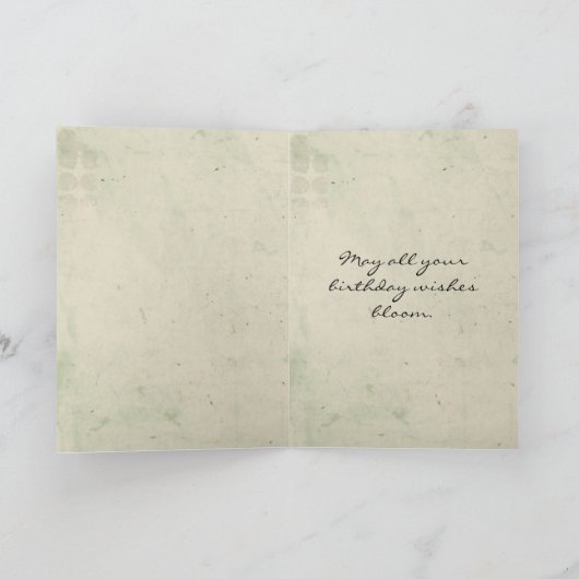 ヴィンテージモーニンググローリーボタニカル誕生日カード カード (内部)