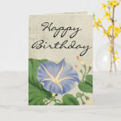 ヴィンテージモーニンググローリーボタニカル誕生日カード カード (黄色い花)