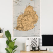 ヴィンテージモーリシャスの地図(1862) ポスター (ホームオフィス)