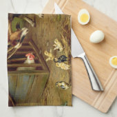 ヴィンテージヤギとニワトリの家畜 キッチンタオル (四つ折り)