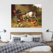 ヴィンテージヤギとニワトリの家畜 キャンバスプリント (インサイチュ (寝室))