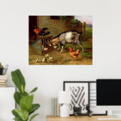 ヴィンテージヤギとニワトリの家畜 ポスター (ホームオフィス)