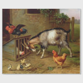 ヴィンテージヤギとニワトリの家畜 ラッピングペーパー (フラット)