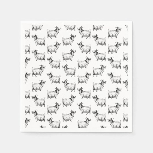ヴィンテージヤギとリーフアンティークアートカスタムBGカラー スタンダードカクテルナプキン (正面)