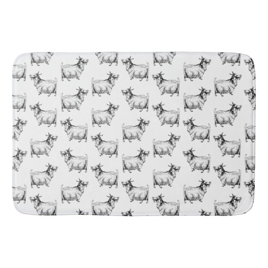 ヴィンテージヤギとリーフアンティークアートカスタムBGカラー バスマット (正面)