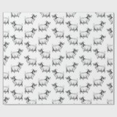 ヴィンテージヤギとリーフアンティークアートカスタムBGカラー ラッピングペーパー (フラット)