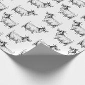 ヴィンテージヤギとリーフアンティークアートカスタムBGカラー ラッピングペーパー (角)