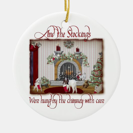 ヴィンテージヤギのクリスマスオーナメント セラミックオーナメント (正面)