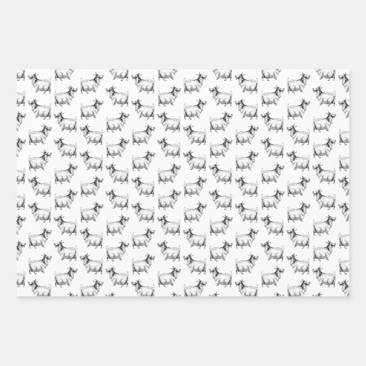 ヴィンテージヤギのリーフカスタムアート背景色 ラッピングペーパーシート (正面)