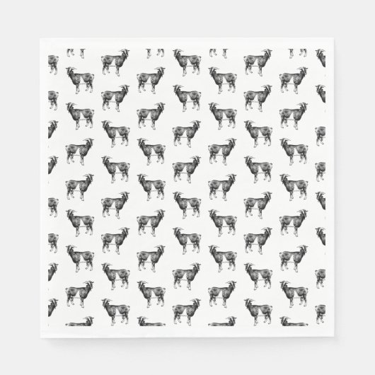 ヴィンテージヤギプリントパタカスタムーン背景色 スタンダードランチョンナプキン (正面)