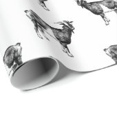 ヴィンテージヤギプリントパタカスタムーン背景色 ラッピングペーパー (ロールコーナー)