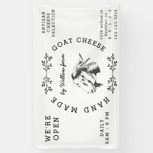 ヴィンテージヤギ乳製品ファーム新鮮なバナー 横断幕 (縦)