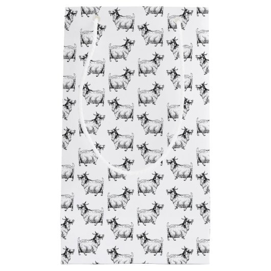 ヴィンテージヤギ(リーフアートカスタム背景色) スモールペーパーバッグ (正面)