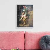 ヴィンテージヤコブボガニーの花を彫った花瓶 キャンバスプリント (インサイチュ (リビング))