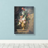 ヴィンテージヤコブボガニーの花を彫った花瓶 キャンバスプリント (インサイチュ (ウッドフロア))