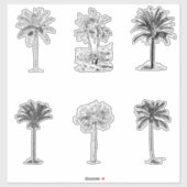 ヴィンテージヤシの木のスケッチ シール (シート)