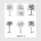 ヴィンテージヤシの木のスケッチ シール (シート)