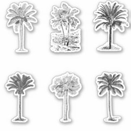 ヴィンテージヤシの木のスケッチ シール