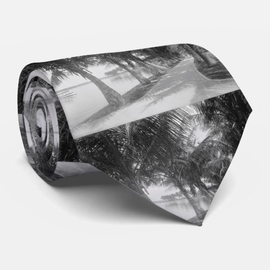 ヴィンテージヤシの木のビーチの軌跡の写真(1900) ネクタイ (ロール)