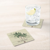 [ヴィンテージヤシの木のファミリ名] スクエアペーパーコースター (インサイチュ)