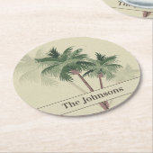 [ヴィンテージヤシの木のファミリ名] ラウンドペーパーコースター (アングル)