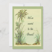 ヴィンテージヤシの木の引っ越しましたをビーチ カード (正面)