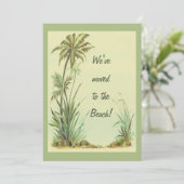 ヴィンテージヤシの木の引っ越しましたをビーチ カード (スタンド正面)