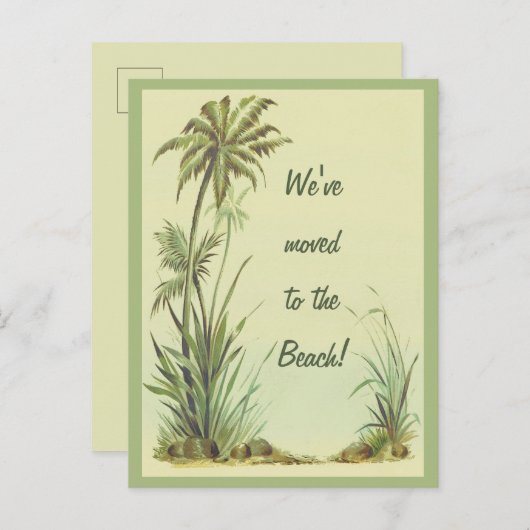 ヴィンテージヤシの木の引っ越しましたをビーチ ポストカード (正面/裏面)