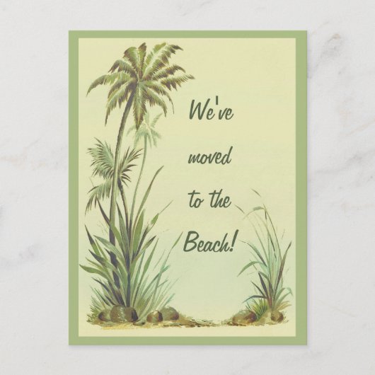 ヴィンテージヤシの木の引っ越しましたをビーチ ポストカード (正面)