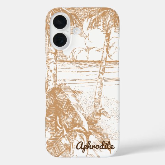 ヴィンテージヤシの木トロピカルビーチエッチング編集可能 Case-Mate iPhoneケース (裏面)