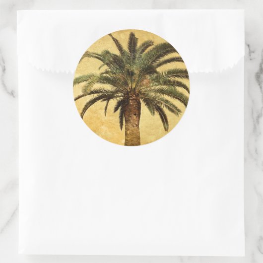 ヴィンテージヤシの木 – 熱帯カスタマイズテンプレート ラウンドシール (バッグ)
