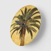 ヴィンテージヤシの木 – 熱帯カスタマイズテンプレート ラウンド壁時計 (傾斜)