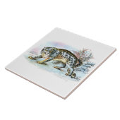 ヴィンテージユキヒョウ動物イラストレーション タイル (側面)