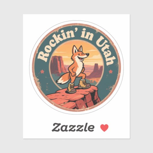 ヴィンテージユタおもしろいコヨーテハイキングブーツレトロ シール (シート)