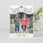 ヴィンテージユダヤ人の新年写真カード – 白 シーズンカード (スタンド正面)