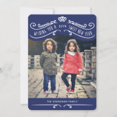 ヴィンテージユダヤ人の新年写真カード – 青 シーズンカード (正面)