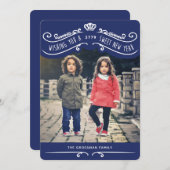 ヴィンテージユダヤ人の新年写真カード – 青 シーズンカード (正面/裏面)