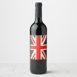 ヴィンテージユニオンジャックイギリス国旗のワインボトルラベル ワインラベル