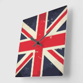 ヴィンテージユニオンジャックウォールクロック スクエア壁時計 (傾斜)
