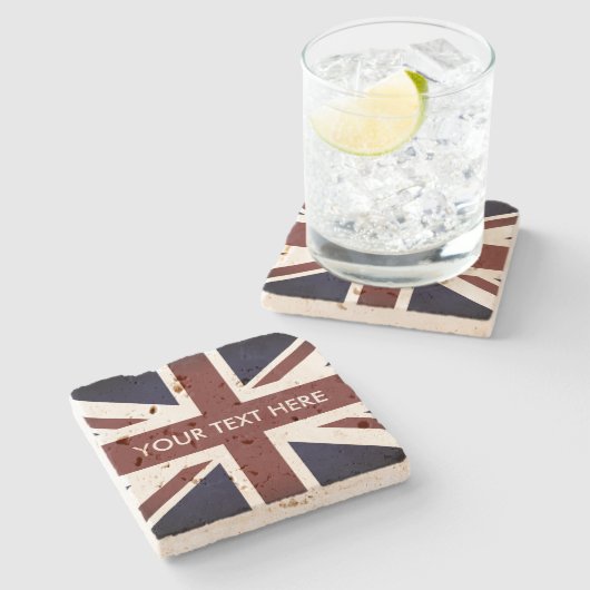 ヴィンテージユニオンジャック国旗トカスタムラバースティン ストーンコースター (横)