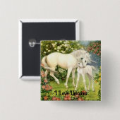 ヴィンテージユニコーンのボタンピン 缶バッジ (正面&裏面)