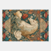 ヴィンテージユニコーン中世ボホアールヌーボー ラッピングペーパーシート (正面)